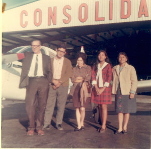 My father, brother Ricky, Aunt Janie, her stepdaughter, and my Mom. At Houston Hobby Airport, Thanksgiving 1970.
